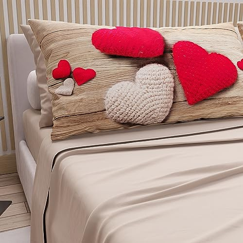 PETTI Artigiani Italiani - Lenzuola in Cotone con Federe in Stampa Digitale, Lenzuola Matrimoniali, Completo Letto Matrimoniale, Beige, 100% Made in Italy