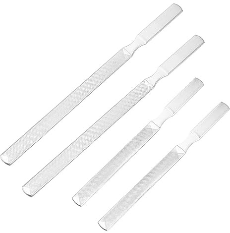 FOMIYES Limas De Uñas De Acero Inoxidable y Doble Cara 4 Piezas Tamaño 13-18 Cm Para Manicura y Pedicura Profesionales y Principiantes Uso Uñas Naturales y Postizas