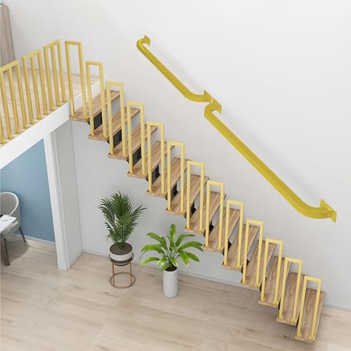 Corrimano per scale moderne 60 cm 1 m 150 cm 2 m 300 cm, maniglione in ferro battuto ringhiera in tubo quadrato in metallo con supporto per montaggio a parete - decorazione domestica per interni ed es