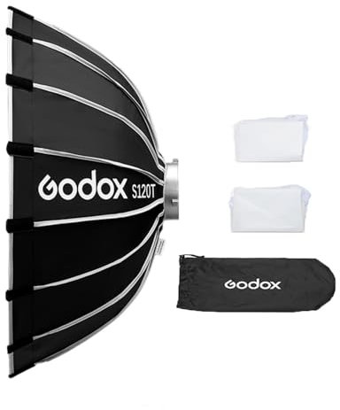 Godox S120T Softbox 120cm/47.2in Foldable Quick Release Umbrella Softbox with Standard Bowen Mount & Diffusers for Studio Portrait Live Stream Photography