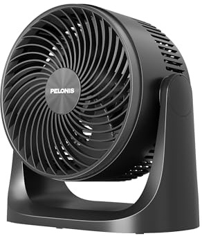 PELONIS 3 Speed Small Room Air Circulator Fan with 7-inch Blade, Table Fan with 100° Adjustable Head Tilt - Desktop Fan for Bedroom,Dorm and Office - Ventilador for Air Conditioner and Heater, Black