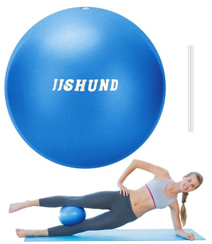 jjshund Pilates Ball, 25 cm Gymnastikball Kleiner Soft Yoga Ball mit Aufblasbarem Strohhalm, Fitnessball für Zuhause Gym Yoga Pilates Fitness Balance Training (Blau)