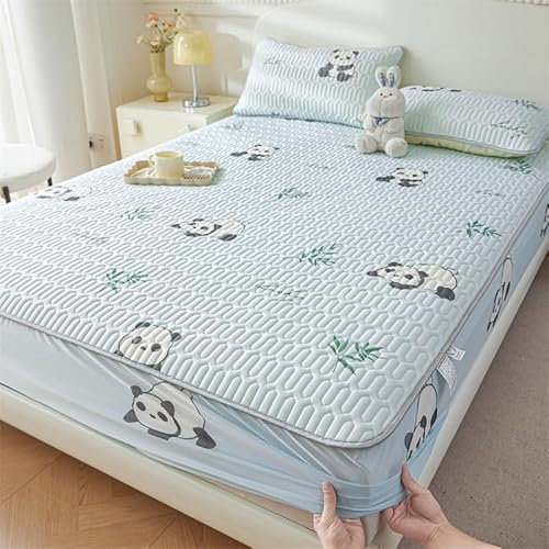 FOREPOTY weich Spannbetttuch,Latex-Spannbettlaken für Kinderzimmer mit Tierdruck, Bequeme und kühle einfarbige Matratzenauflage für Kinderzimmer, Panda, 90 x 200 cm (1 Stück)