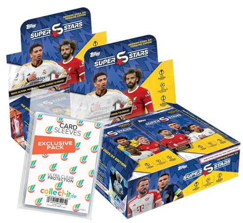 Bundle mit Topps UCL Superstars 2023/24-2 Display (48 Booster) + Exklusive Collect-it Hüllen