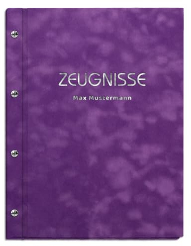 Personalisierte Zeugnismappe mit eigenem Namen in violetter Samtoptik | für Zeugnisse in DIN A4 - inkl. 12 Sichthüllen - handgefertigt und personalisierbar mit eigenem Namen