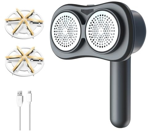 Rasoir Anti Bouloche Electrique, Double Tête 90° Réglable Pince à Peluches, Tête 12 Lames Rasoir Peluche Bouloche avec Câble de Charge Type-C, Convient pour Les Vêtements Canapé Tapis et Meubles
