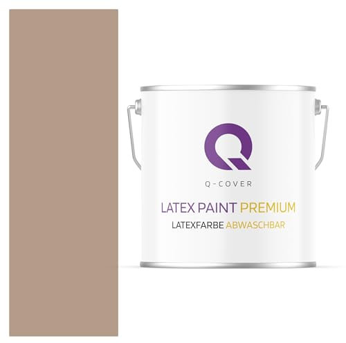 Q-COVER Latexfarbe Abwaschbar 5L (ca.35m2) Sepia Farbton Innenfarbe Wandfarbe Deckenfarbe Klasse 2 Mattfarbe Für Allergiker Scheuerfest Geruchlos Frei Von Voc