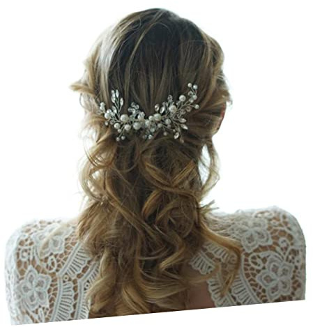 WOONEKY 1pieza Peine De Novia Perlas y Cristales Adorno Para Cabello De Boda Accesorio Elegante Para Novias y Decoración Nupcial