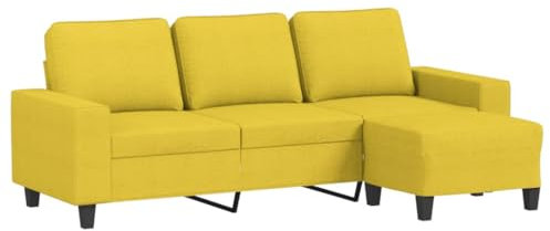 ULUYYUC Wohnzimmer Möbel Bodensofa Sofas & Couches Schlafcouch - 3-Sitzer-Sofa mit Hocker Hellgelb 180 cm Stoff für Terrasse Party Lounge Garten