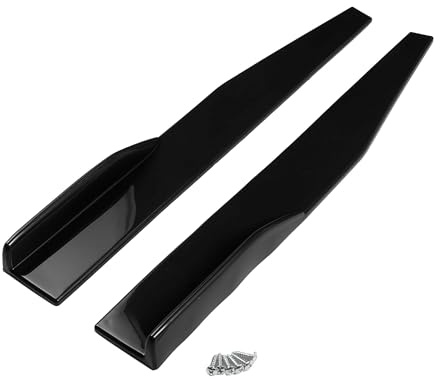 A ABSOPRO Car Side Skirt 74.5cm/29.33in Exterior Rocker Splitter Diffuser Kit Universal High Toughness Plastic Black Side Skirts Extension Panel Lower Side Bottom Line Splitter Lip Spoiler