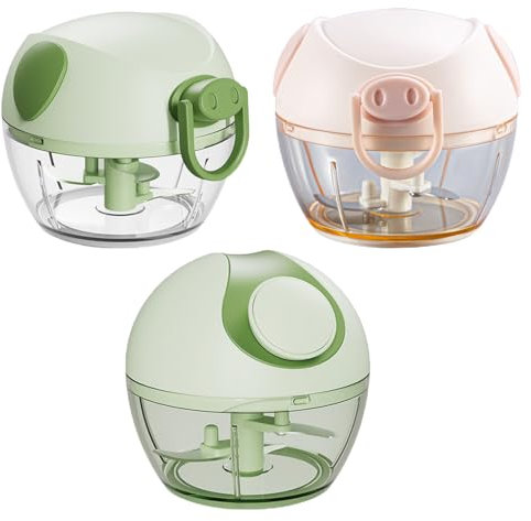 Affettatrice manuale per verdure e cipolle, 170 ml, per frutta, cipolla, con corda, tritatutto multiuso, tritatutto universale per verdure, frutta, aglio, alimenti per bambini, 3 pezzi D