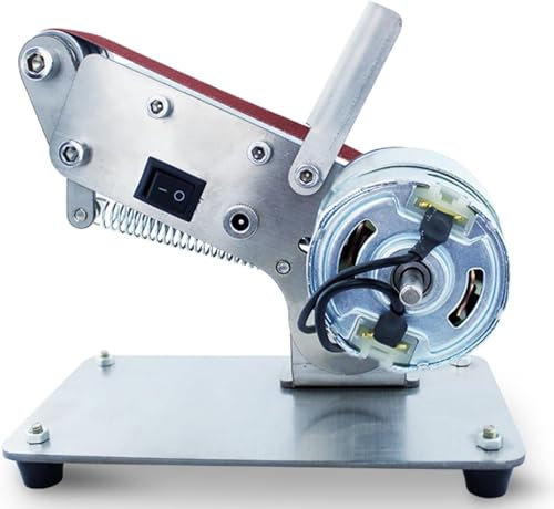 NIUOIOU Mini Lijadora De Banda, Lijadora De Banda Eléctrica, Herramienta De Pulido De Escritorio Eléctrica con 10 Correas De Lijado para Trabajos De Bricolaje, Ajustable De 7 Posiciones,motor795