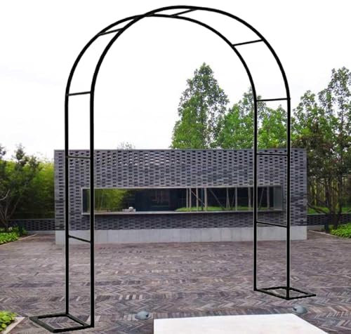 Gothic Style Black Steel Garden Arch for Climbing Plants 1.8M Wide Rose Trellis Archway for Vines Roses Weddings and Pathway Entrances Sturdy Support Frame (W200xH230x40cm)