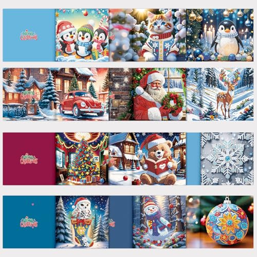 ycyingcheng 5D Weihnachtsgrußkarten, DIY Spezial-geformte Diamant Malerei Karten Kit, Diamant Malerei Strass Kits für Weihnachten Lehrertag Muttertag