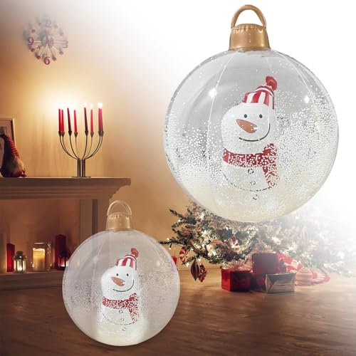 Weihnachtskugeln, Christbaumkugeln Kunststoff, 60cm Aufblasbare Weihnachtskugeln Durchsichtig, Weihnachtsbaumkugeln Plastik, Weihnachtsdeko, Christmas Decorations, Weihnachtsbaumschmuck