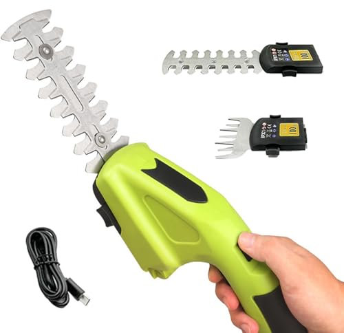 Tagliasiepi Ricaricabile A Batteria, Tagliaerba Portatile 2 in 1 con 2 Lame Intercambiabili, Fino a 40 Minuti di Lavoro, Tagliasiepi Elettrico a Batteria per Giardino, Taglio del Prato, Arbusti