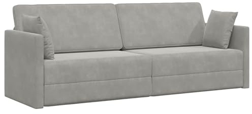 vidaXL Golvsängsoffa 2-i-1 Ljusgrå 213x144x60 cm Velvet