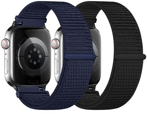 Raradev 2 Pack Sport Solo Loop Compatible for Apple Watch Straps 42mm/46mm/45mm/44mm/49mm/41mm/40mm/38mm Women Men, Soft Nylon Band for iWatch SE3/Ultra3/Series 11/10/9/8/7/6/5/4/3/2/1