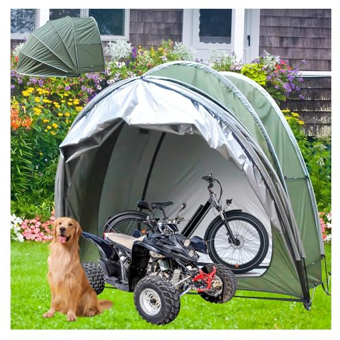 Fxiaobin Garage Moto Appeso 2 in 1 Copertura Moto per Esterno per Mobili da Giardino,Biciclette,Moto Tenda Moto Capanno da Giardino,Green
