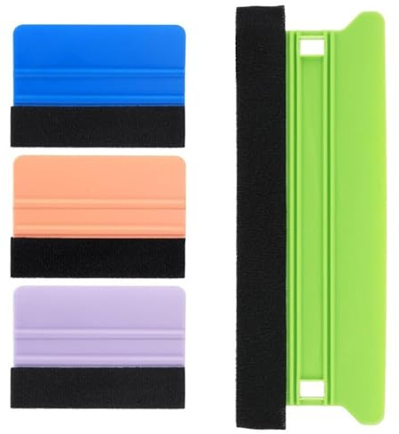 4 rasquetas con bordes de fieltro para envolturas de coche, tintado de ventanas y proyectos de papel pintado, aplicación eficiente de eliminación de burbujas, removedor de burbujas