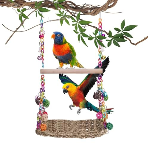 Yulokdwi Vogel Schaukel Für Käfig,Vogelschaukel Aus Holz Mit Sitzstange | Geflochtene Spielzeuge & Käfigzubehör Für Kleine Vögel Zum Klettern Und Nagen