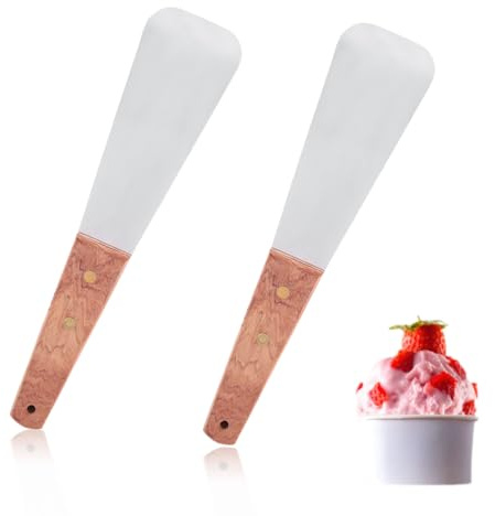 2 PCS Ice Cream Scoop, Stainless Steel Ice Cream Shovel with Wooden Handle Dessert Spade Butter Cutter Kitchen Tool for Dining Kitchen ﻿
