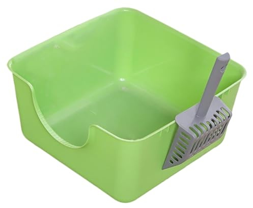 Maison de Toilette Bac À Litière Avant Abaissé en Forme De U pour Chat, Lisse pour Toutes Sortes pour, Sable pour Toilettes Chatons, Lapins(Grün)