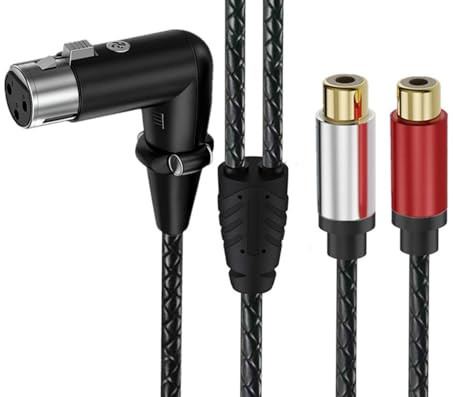 innov8 Dual RCA Female to Angled XLR Female Cable | 3-Pin Balanced Y Splitter Patch Cord for Microphone, Mixer, Amplifier, and Stereo Audio Systems (3m)