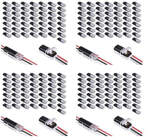 ISTOVO Conector Enchufable de Doble Cable de 200 Piezas Con Hebilla de Bloqueo, Conectores Enchufables Terminal de Cable Compacto Universal de 2 Pines Y 2 Vías