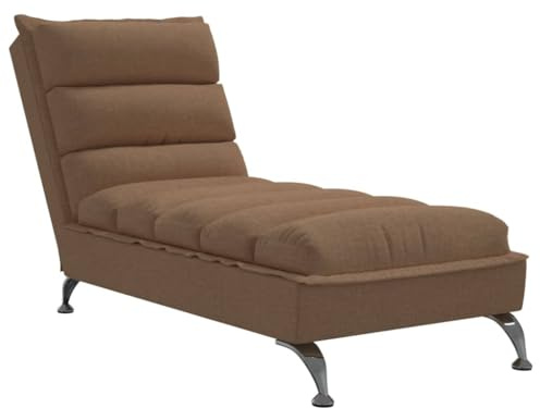 Mhdvray Chaiselongue Braun 133,5x56x74 cm Stoff Polyester Sperrholz Chromstahl Modernes Design Robust & Bequem mit Kissen für Wohnzimmer Balkon Flur
