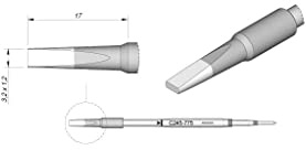 JBC Lötspitze Serie C245 Meißelform, C245775/3,2 x 1,2 mm, gerade, High Thermal C245775 (Lötkartusche 2045 2245 Loetkartusche Loetspitze Lötpatrone Loetpatrone Meißelspitze C245 bleifrei)