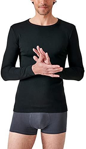 Damart - T-Shirt Col Rond Maille Classique Thermolactyl, Homme, Noir, Taille L, Manches Longues