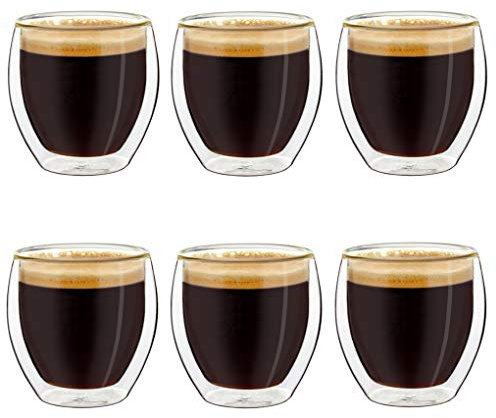 Creano Vasos espresso de doble pared, 100 ml, tazas moka, vasos térmicos con efecto flotante Set 16: 6x 100ml 6 piezas (paquete de 1)