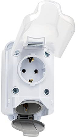 Aufputz Feuchtraum Schuko Steckdosen 1-fach oder 2-fach IP66 auch wenn Stecker im Betrieb ist (2-fach senkrecht)
