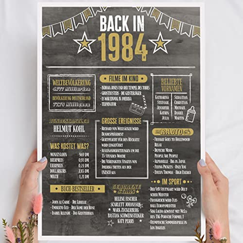 41 Geburtstag Männer & Frauen Holzbild Back in 1984 Chronik personalisierbar zum Hinstellen/Aufhängen opt. beleuchtet, 41 Geburtstag Frau & Mann, 41 Geburtstag Frauen, 41. Geburtstag Frauen & Männer