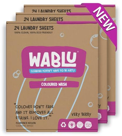WABLU 72 Laundry Sheet MULTIPACK | Lighly fragranced | Effective washing detergent sheets for your clothes | Swap from capsules, pords, liquids and powder detergent | 72 wash loads