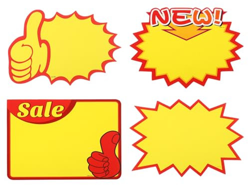 PATIKIL 160 Stück Starburst-Schilder, 7x5,5 Zoll leere Starburst-Schilder Preisschild-Aufkleber Preisauszeichnung Neonpapier für Laden, Verkauf, Daumen hoch, leer, neu!