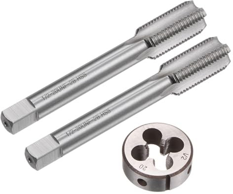 uxcell Gewindeschneider-Set, 1/2-20 UNF-Gewindebohrer und runde Schneideisen, Gewindeschneidwerkzeug-Set für Muttern, Schrauben, Schrauben, Gewinde, Reparatur, 3-teilig