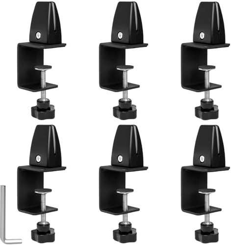 Niesschutzklemmen für 0,3 cm bis 2,5 cm dicke Paneele, verstellbare Schreibtisch-Trennwände, Schreibtisch-Sichtschutz-Clips für Büro und Zuhause, Schwarz, 6 Stück