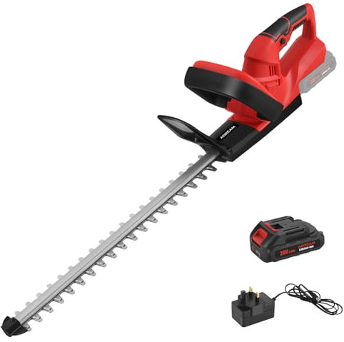 Cordless Hedge Trimmer, 20V 2.0Ah Electric Hedge Trimmer, 480mm Cutting Length & 15mm Cutting Width Blade, Lightweight Handheld Garden Cutter with Battery and Charger Included