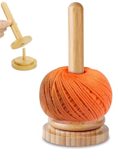 XoeLLe Wollabwickler, Holz Garnhalter, Wollhalter, Yarn Holder für Knotenfreies, Stricken Zubehör für Knotenfreies, Gleichmäßiges Stricken, Häkelgeschenk für Strickliebhaber, 18 x 8.8 cm Braun
