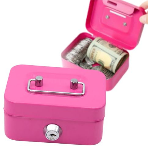 Caisse à Monnaie Verrouillable,Caisse à Monnaie,Caissette à Monnaie Mini,Boite Fermeture a Clef,Caisse Monnaie Billet Piece,Money Box,pour Ranger et Transporter L'argent