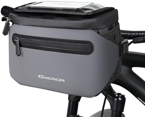 GXCROR Fahrrad Lenkertasche 4.7L mit Schnellrelease | Stabiler Träger für City & Trekking | Wasserdicht + Handyfach + Getränkehalter