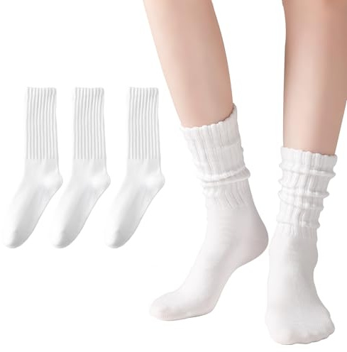 Marchare Women Slouchy Socks Crew Socks for Women Cozy Cotton Slouch Knit Boot Calf Sock