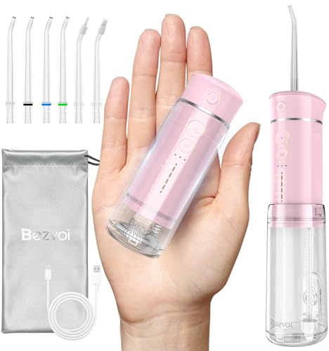 Bezvoi Res mundusch, trådlös tandrengöring: Oral Irrigator med 5 lägen, 180 ml vattentank IPX7 vattentät elektrisk tandrengöring, vatten tandtråd med 6 tips för rengöring resor hem