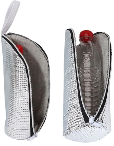 Generisch Lot de 2 housses isothermes pour bouteilles d'eau - Avec sac de rangement - Pour adultes, adolescents, étudiants, en déplacement, pique-nique, randonnée