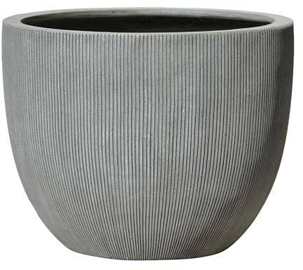 Dehner Pflanztopf Banbury, grau, Ø 40 cm (Ø innen 35 cm), Höhe 32 cm | frostbeständiger Blumenkübel, Polystone