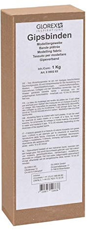 Glorex 6 9502 83 - Bende di Gesso in Confezione da 1 kg, Tessuto per modellismo, Maschere, Decorazioni e per l'impronta della Pancia del Bambino