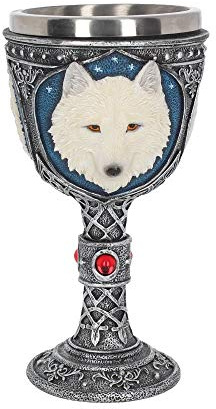 Nemesis Now Großer Kelch, Ghost Wolf, 22 cm, Silber, Harz mit Edelstahleinsatz, Einheitsgröße