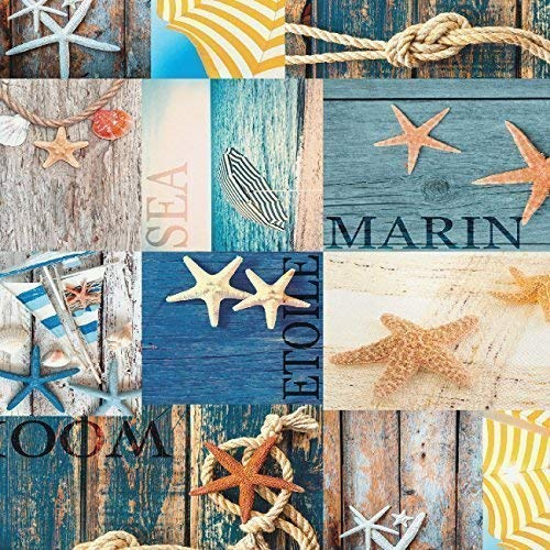 KEVKUS Wachstuch Tischdecke Meterware Maritim Sealife Seestern Marine C147330 Größe wählbar in eckig rund oval (140 x 200 cm oval)